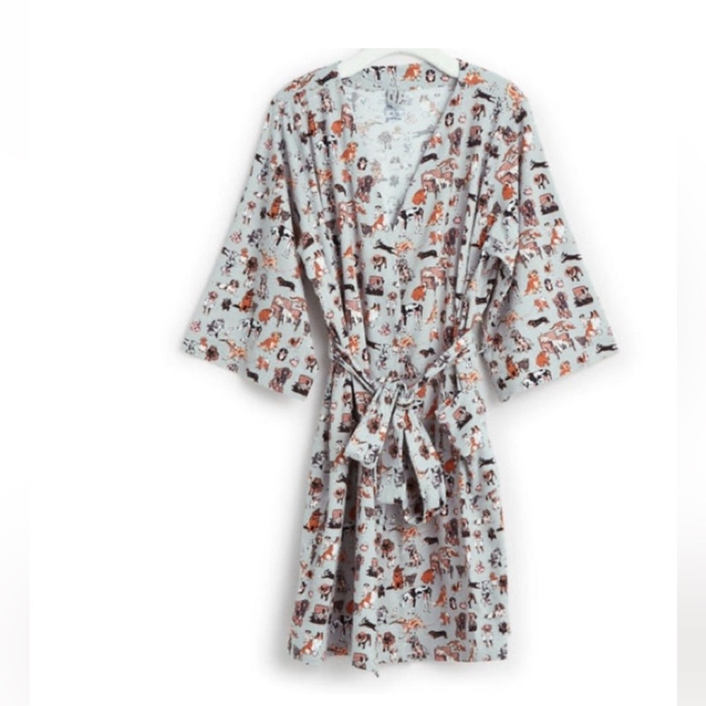 NWOT DARLING VERA BRADLEY DOG PRINT LIGHT ROBE. Size XL  Cotton NEW!